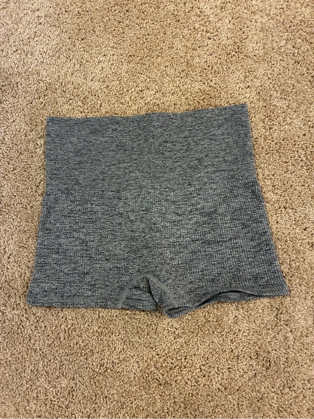 Women’s Spandex - High-Waist Ribbed Knit Shorts - Gray